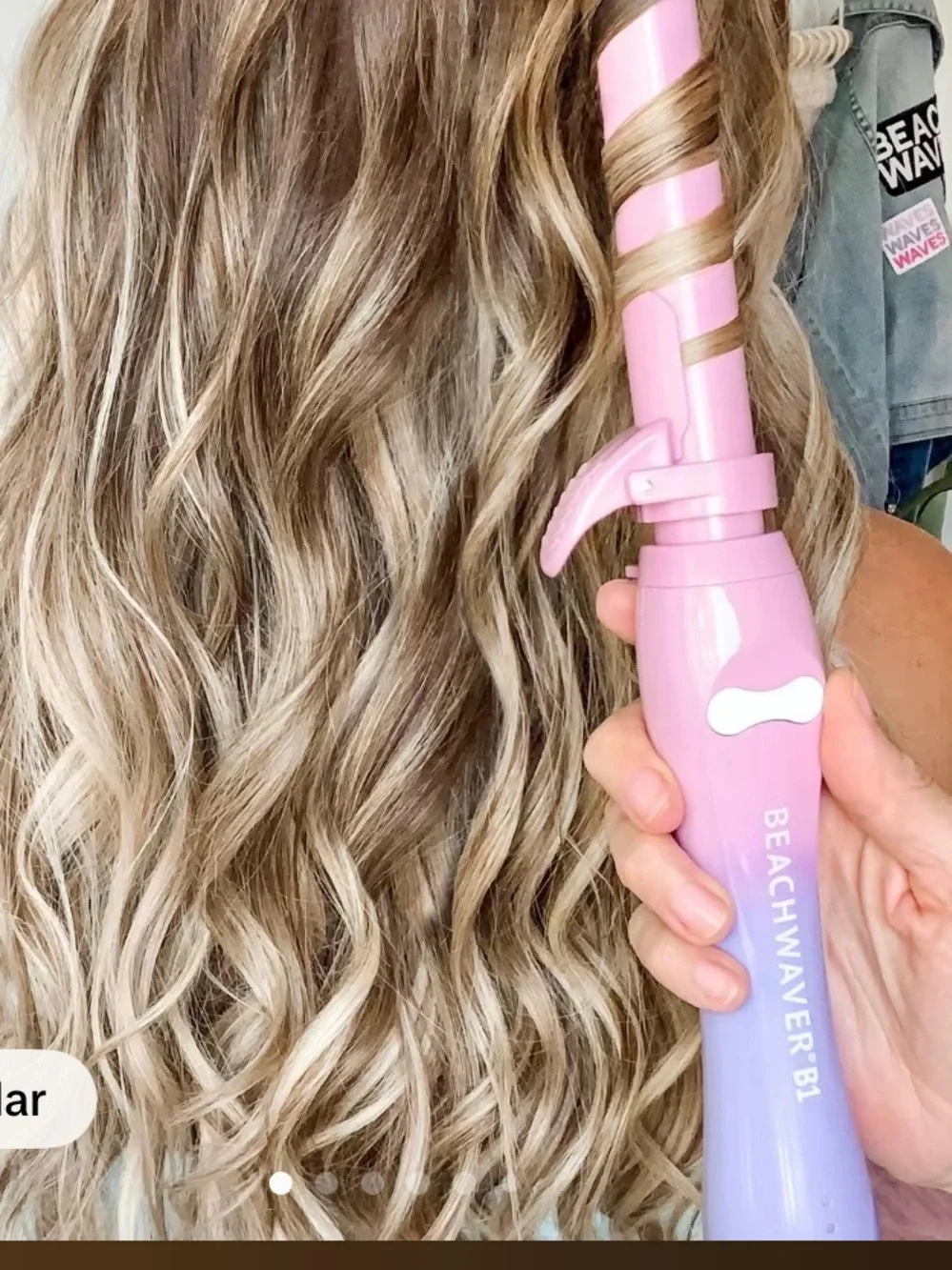 NEW Beachwaver B1 1.25” Rotating Curling Iron Sunset Pink Gift Set + Luxe Leave-